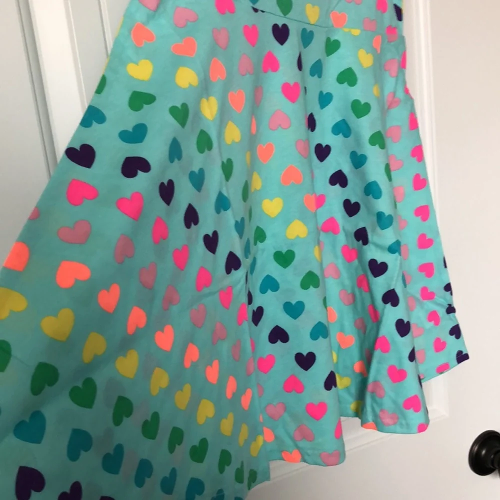 The Children's‎ Place Dress Girls Size Large 10/12 Blue with Hearts - Picture 4 of 9